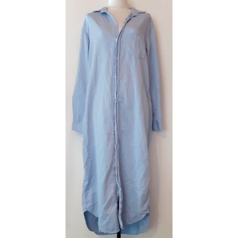 NEW FRANK & EILEEN RORY TATTERED GLR BLUE DENIM MAXI LENGTH SHIRT DRESS #3 SZ M - Picture 2 of 11